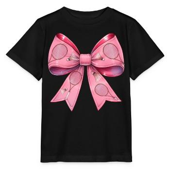 Coquette Bow Raquette de Badminton Rose - T-shirt bio MINI CREATOR Stanley/Stella Enfant - noir - Devant - Mikhail (115cm)