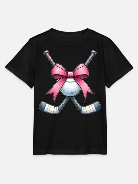 Coquette Bow Street Hockey Stick Ball Mothers Day - Stanley/Stella MINI CREATOR Kids’ T-Shirt - black