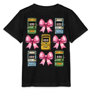 Coquette Bow Spielautomat Glücksspiel Gambler - Stanley/Stella Kinder T-Shirt MINI CREATOR  - Schwarz - Vorne - Mikhail (115cm)