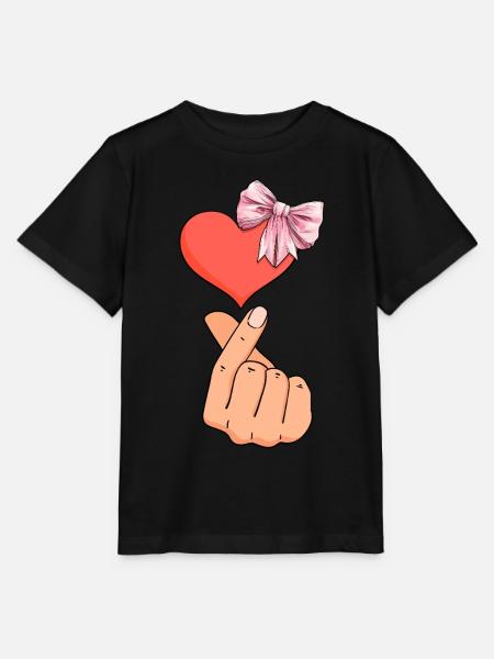 Coquette Bogen Saranghae Kpop Finger Herz Rosa - Stanley/Stella Kinder T-Shirt MINI CREATOR - Schwarz