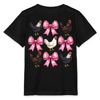 Coquette Bow Hühnerfarm Bauernhof Rosa Mothers Day - Stanley/Stella Kinder T-Shirt MINI CREATOR  - Schwarz - Vorne - Mikhail (115cm)