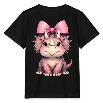 Coquette Arc Triceratops Dinosaure Rose - T-shirt bio MINI CREATOR Stanley/Stella Enfant - noir - Devant - Mikhail (115cm)