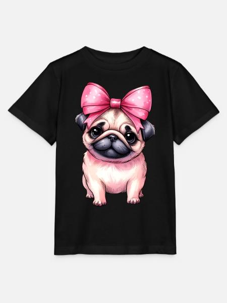 Coquette Bow Mops Hund Mama rosa Schleife Mama - T-shirt MINI CREATOR barn från Stanley/Stella - svart