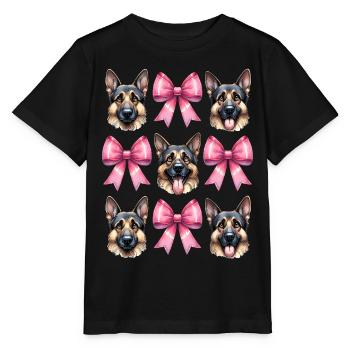 Coquette noeud berger allemand maman ruban rose - T-shirt bio MINI CREATOR Stanley/Stella Enfant - noir - Devant - Mikhail (115cm)