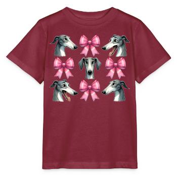 Coquette noeud lévrier chien maman ruban rose - T-shirt bio MINI CREATOR Stanley/Stella Enfant - bordeaux - Devant - Kain (125cm)