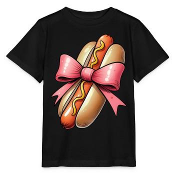 Coquette Bow Hot Dog Hot Dog Mother's Day Pink - Stanley/Stella MINI CREATOR Kids’ T-Shirt - black - Front - Mikhail (115cm)