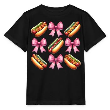 Coquette Bow Hot Dog Hot Dog Mother's Day Pink - Stanley/Stella MINI CREATOR Kids’ T-Shirt - black - Front - Mikhail (115cm)