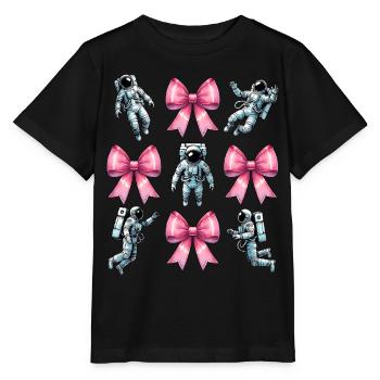 Coquette noeud astronaute espace ruban rose maman - T-shirt bio MINI CREATOR Stanley/Stella Enfant - noir - Devant - Mikhail (115cm)