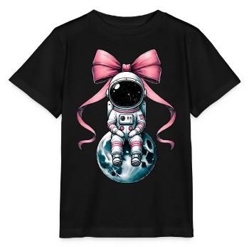 Coquette noeud astronaute espace ruban rose maman - T-shirt bio MINI CREATOR Stanley/Stella Enfant - noir - Devant - Mikhail (115cm)