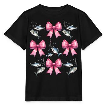 Coquette Bow Hameçon Pink Bow - T-shirt bio MINI CREATOR Stanley/Stella Enfant - noir - Devant - Mikhail (115cm)