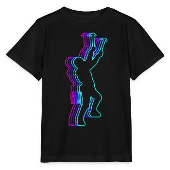 Retro Rock Climbing Rock Climber Bouldering - Stanley/Stella MINI CREATOR Kids’ T-Shirt - black - Front - Mikhail (115cm)