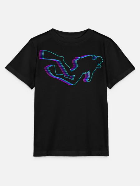 Retro Scuba Diving Diver Vaporwave - Stanley/Stella Kinder-T-shirt MINI CREATOR  - zwart