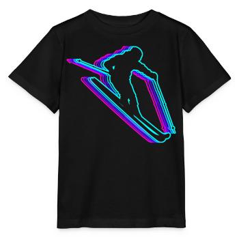 Retro Skifahren Ski Skifahrer Vaporwave - Stanley/Stella Kinder T-Shirt MINI CREATOR  - Schwarz - Vorne - Mikhail (115cm)
