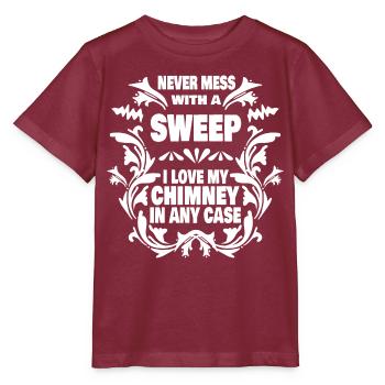 Ne jamais jouer avec le balayage j’aime ma cheminée - T-shirt bio MINI CREATOR Stanley/Stella Enfant - bordeaux - Devant - Kain (125cm)