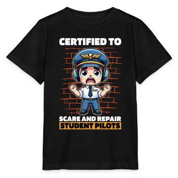 Instructeur de vol certifié pour faire peur à l’école de pilotage - T-shirt bio MINI CREATOR Stanley/Stella Enfant - noir - Devant - Mikhail (115cm)