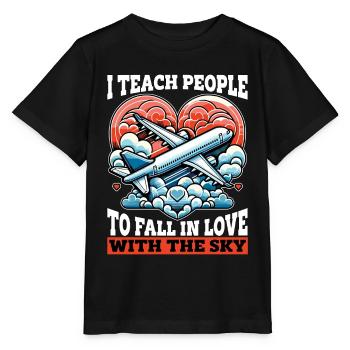Instructeur de vol J’enseigne aux gens à l’école de pilotage - T-shirt bio MINI CREATOR Stanley/Stella Enfant - noir - Devant - Mikhail (115cm)