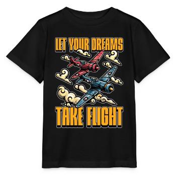 Aerobatic Pilot Let Your Dreams Take Aeroplane - Stanley/Stella Kinder T-Shirt MINI CREATOR  - Schwarz - Vorne - Mikhail (115cm)