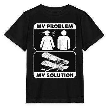 Aerobatic Pilot My Problem My Pictogram Dad Mom - Stanley/Stella Kinder T-Shirt MINI CREATOR  - Schwarz - Vorne - Mikhail (115cm)