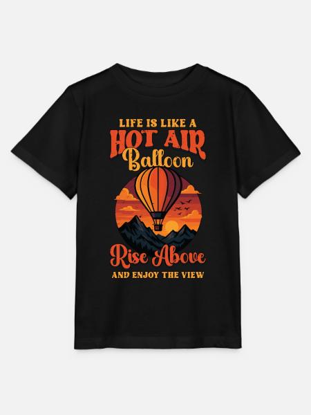 Het leven van een heteluchtballonvaart is als een heteluchtballonvaarder - Stanley/Stella Kinder-T-shirt MINI CREATOR - zwart