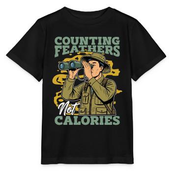 Ornithology Counting Feathers Not Calories Birding - Stanley/Stella MINI CREATOR Kids’ T-Shirt - black - Front - Mikhail (115cm)