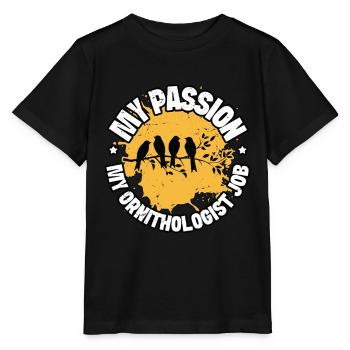 Ornithologue Ma passion Mon ornithologue Birding - T-shirt bio MINI CREATOR Stanley/Stella Enfant - noir - Devant - Mikhail (115cm)