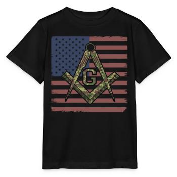 Drapeau américain maçon maçon maçon camouflage franc-maçon - T-shirt bio MINI CREATOR Stanley/Stella Enfant - noir - Devant - Mikhail (115cm)