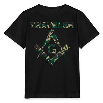 Voyageur Maçon Maçon Maçon Camo Franc-maçon - T-shirt bio MINI CREATOR Stanley/Stella Enfant - noir - Devant - Mikhail (115cm)