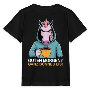 Bonjour très mince glace drôle licorne - T-shirt bio MINI CREATOR Stanley/Stella Enfant - noir - Devant - Mikhail (115cm)