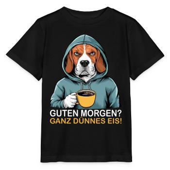 Bonjour très mince glace drôle beagle - T-shirt bio MINI CREATOR Stanley/Stella Enfant - noir - Devant - Mikhail (115cm)