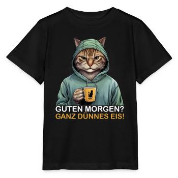 Bonjour très mince glace drôle de chat - T-shirt bio MINI CREATOR Stanley/Stella Enfant - noir - Devant - Mikhail (115cm)