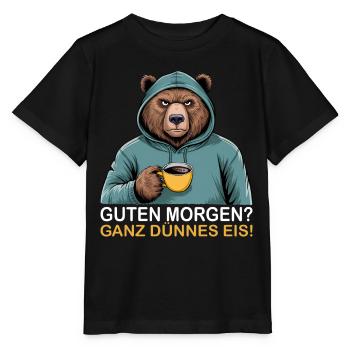 Bonjour très mince glace Grizzly drôle d’ours - T-shirt bio MINI CREATOR Stanley/Stella Enfant - noir - Devant - Mikhail (115cm)