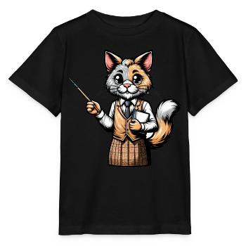 Cute Cat Teacher - Stanley/Stella Kinder T-Shirt MINI CREATOR  - Schwarz - Vorne - Mikhail (115cm)