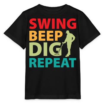 Dirt Fishing - Swing Beep Dig Repeat - Stanley/Stella MINI CREATOR Kids’ T-Shirt - black - Front - Mikhail (115cm)