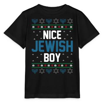 Hanukkah Jewish Ugly Christmas - Nice Jewish Boy - Stanley/Stella MINI CREATOR Kids’ T-Shirt - black - Front - Mikhail (115cm)