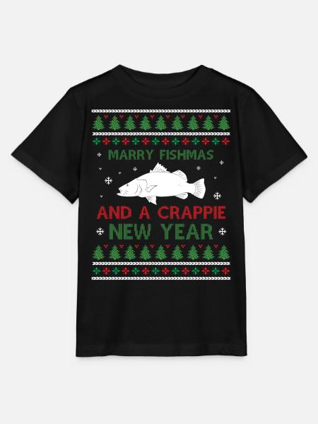 Merry Fishmas And A Crappie New Year - Saying Ugly - Stanley/Stella Kinder T-Shirt MINI CREATOR  - Schwarz