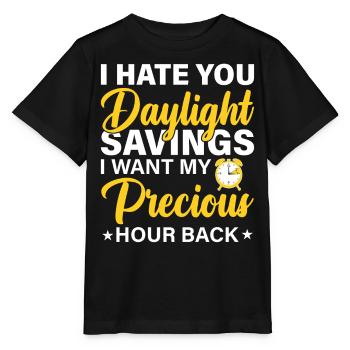 Je te déteste l’heure d’été Je veux mon précieux Hou - T-shirt bio MINI CREATOR Stanley/Stella Enfant - noir - Devant - Mikhail (115cm)