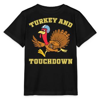 Dinde de Thanksgiving et Touchdowns - Thanksgiving - T-shirt bio MINI CREATOR Stanley/Stella Enfant - noir - Devant - Mikhail (115cm)