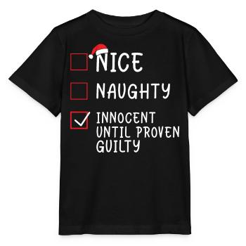 Noël - Nice Naughty Innocent jusqu’à preuve du contraire - T-shirt bio MINI CREATOR Stanley/Stella Enfant - noir - Devant - Mikhail (115cm)