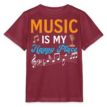 Guitariste - Music Is My Happy Place - T-shirt bio MINI CREATOR Stanley/Stella Enfant - bordeaux - Devant - Kain (125cm)