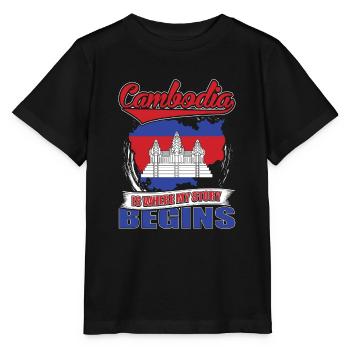 In Kambodscha Beginnt Meine Geschichte - Stanley/Stella Kinder T-Shirt MINI CREATOR  - Schwarz - Vorne - Mikhail (115cm)