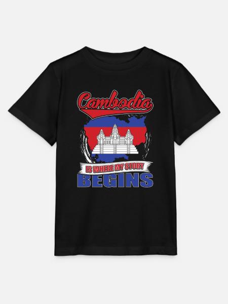 Mon histoire commence au Cambodge - T-shirt bio MINI CREATOR Stanley/Stella Enfant - noir