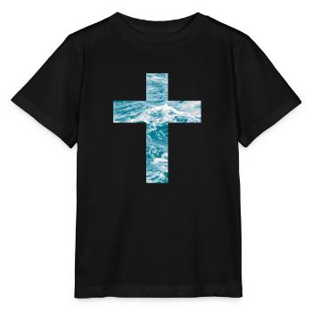 Living Water Christian Cross - Stanley/Stella Kinder T-Shirt MINI CREATOR  - Schwarz - Vorne - Mikhail (115cm)