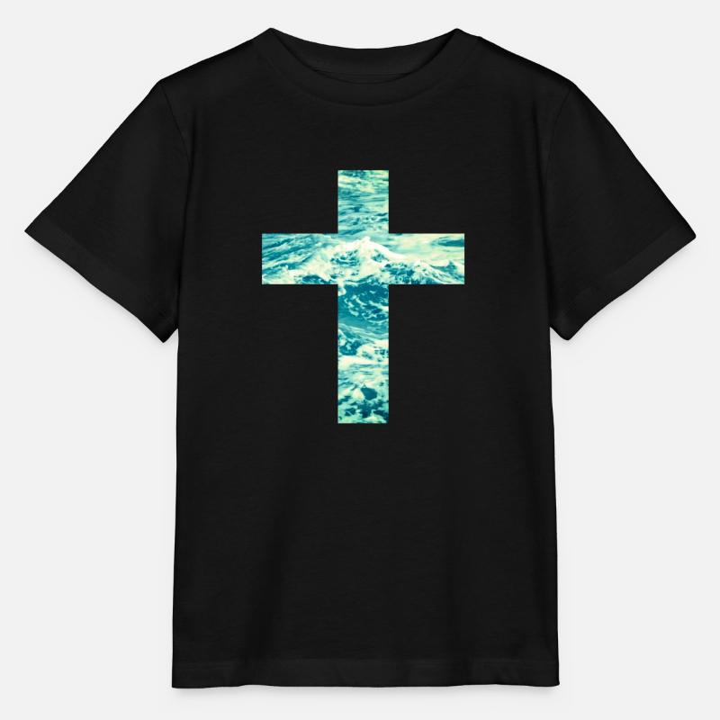 Croix chrétienne d’eau vive - T-shirt bio MINI CREATOR Stanley/Stella Enfant - noir