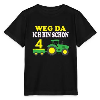 Kinder 4 Geburtstag Traktor Trecker Jahre Geschenk - Stanley/Stella Kinder T-Shirt MINI CREATOR  - Schwarz - Vorne - Mikhail (115cm)