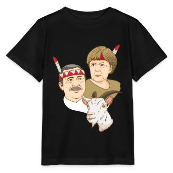 Erdogan Merkel Ziege Satire Indianer Politiker - Stanley/Stella Kinder T-Shirt MINI CREATOR  - Schwarz - Vorne - Mikhail (115cm)
