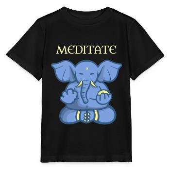 Meditation elephant India gift - Stanley/Stella MINI CREATOR Kids’ T-Shirt - black - Front - Mikhail (115cm)