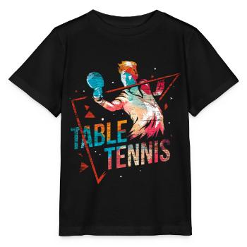 Table tennis polygon gift - Stanley/Stella MINI CREATOR Kids’ T-Shirt - black - Front - Mikhail (115cm)