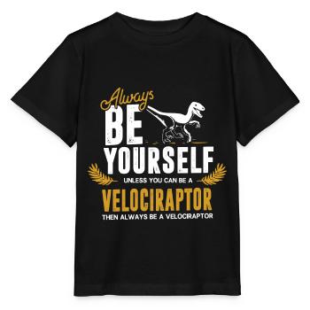 Velociraptor dinosaure - T-shirt bio MINI CREATOR Stanley/Stella Enfant - noir - Devant - Mikhail (115cm)