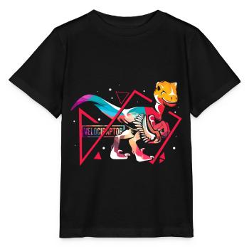 Velociraptor polygone - T-shirt bio MINI CREATOR Stanley/Stella Enfant - noir - Devant - Mikhail (115cm)
