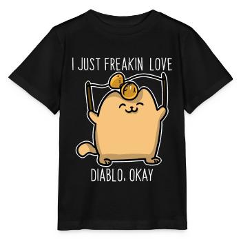 Chaton diabolo - T-shirt bio MINI CREATOR Stanley/Stella Enfant - noir - Devant - Mikhail (115cm)